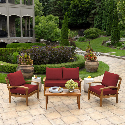 Arden loveseat bottom cushion 48x24 in Ruby Red Leala provides stable seating.