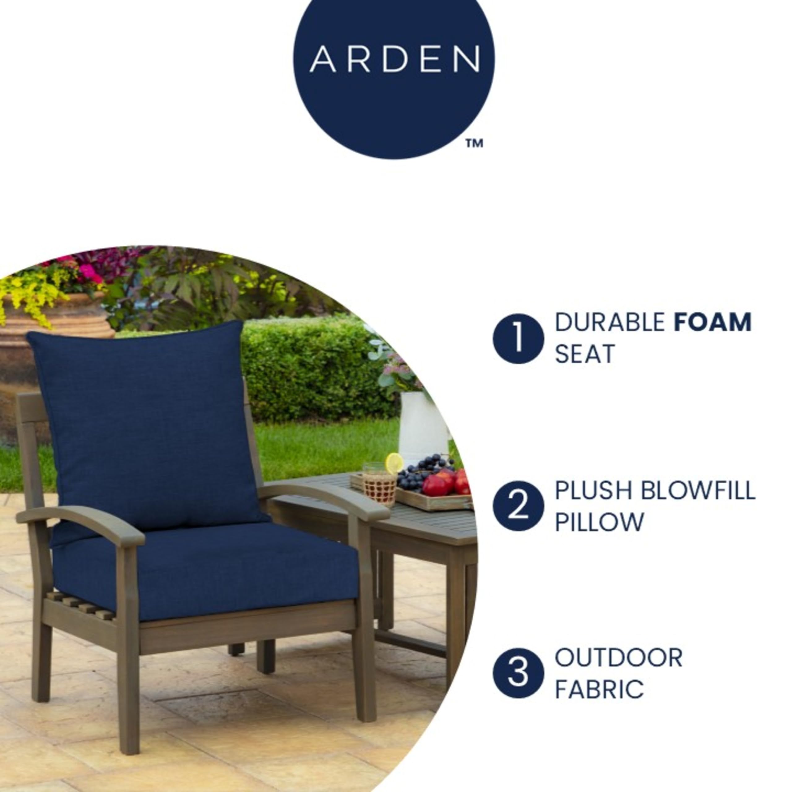 Arden Selections back cushion with pistachio botanical pattern provides supportive plush feel