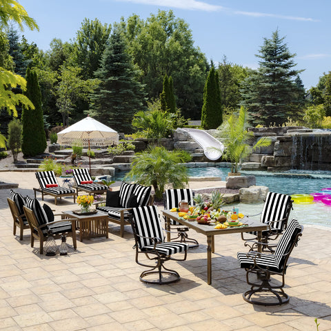 Arden Selections C0 water-repellent finish helps resist moisture on cushions.