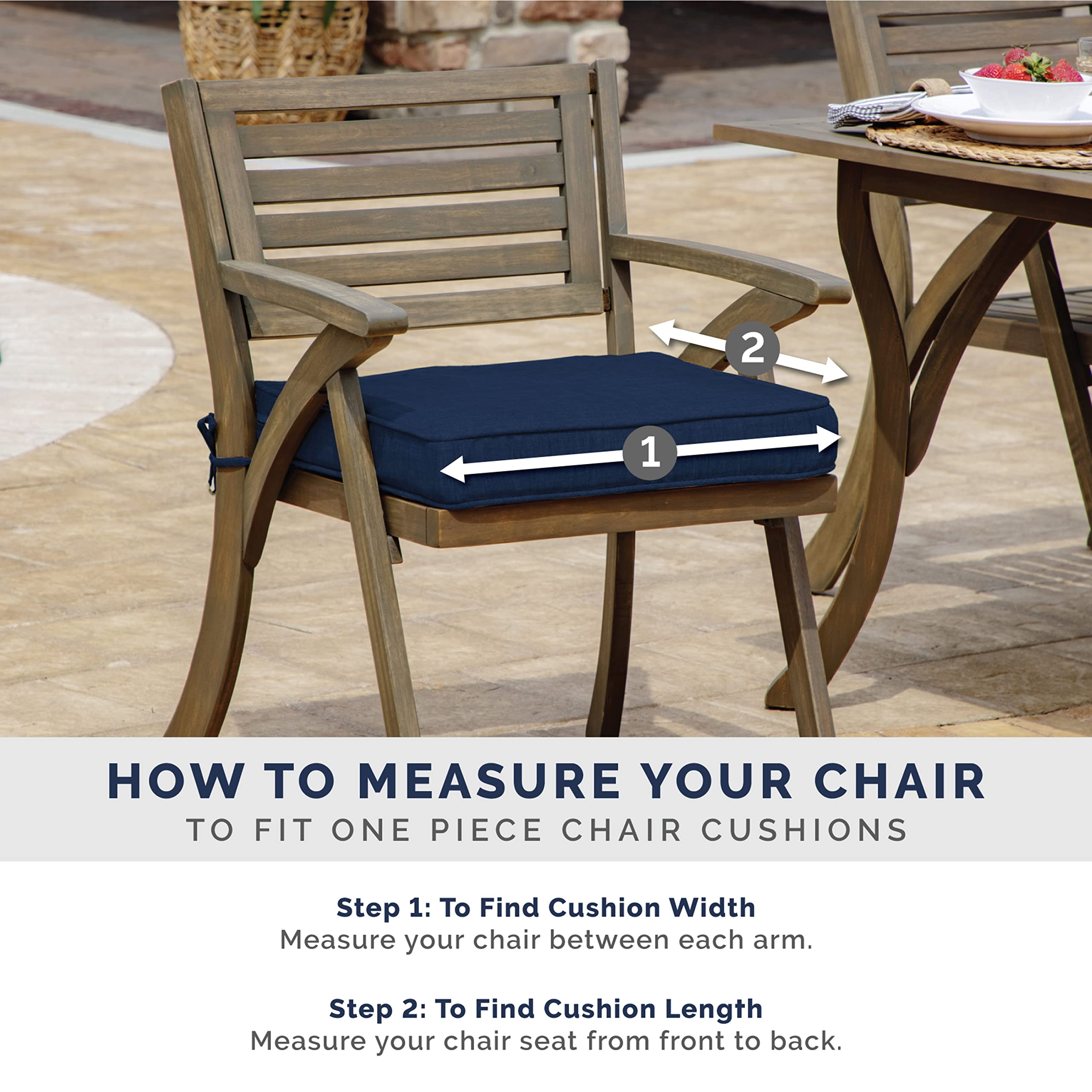 Arden Selections cushion back weather-resistant fabric stays vibrant through sunny days.