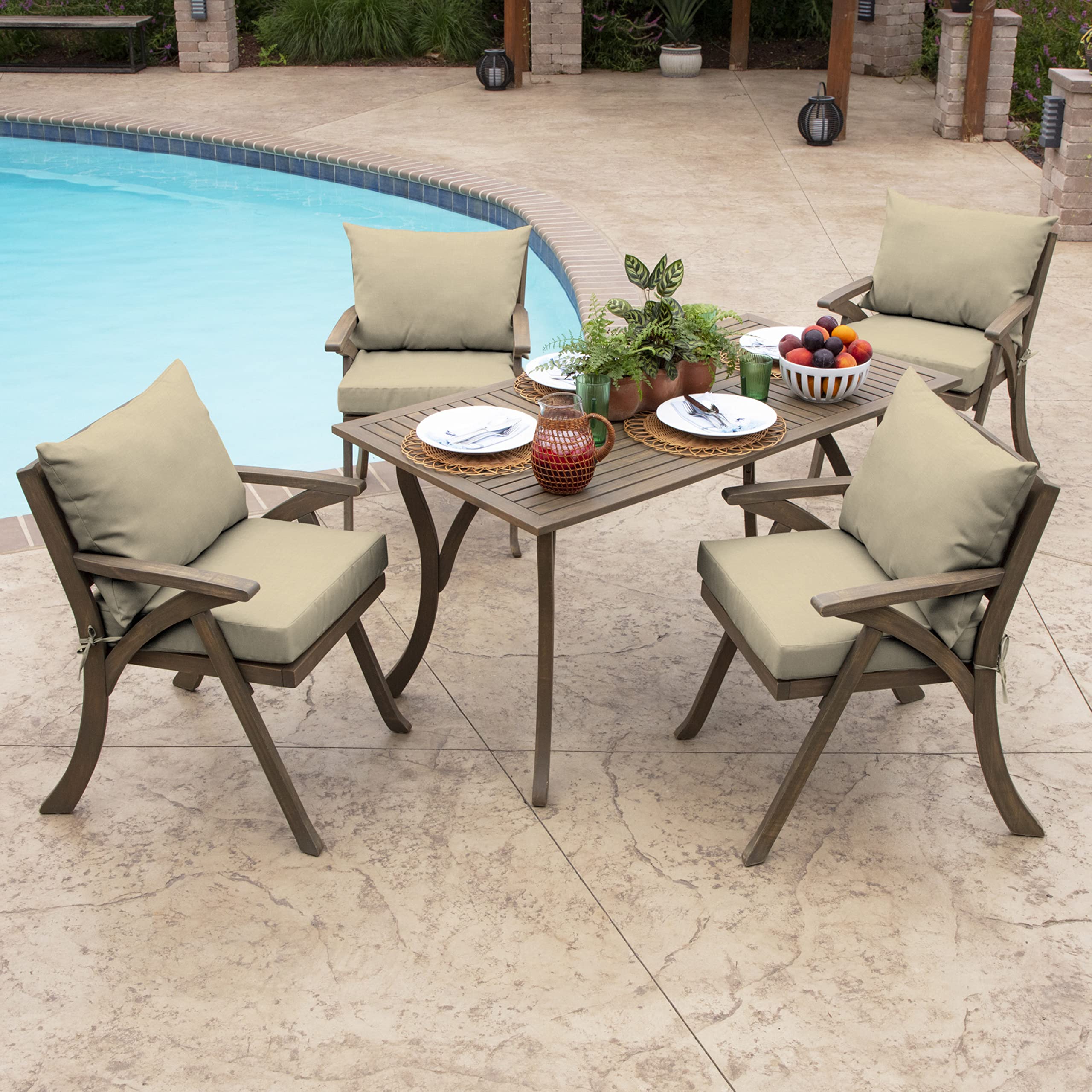 Arden Selections outdoor cushion back decorative pillow enhances seating with back support.