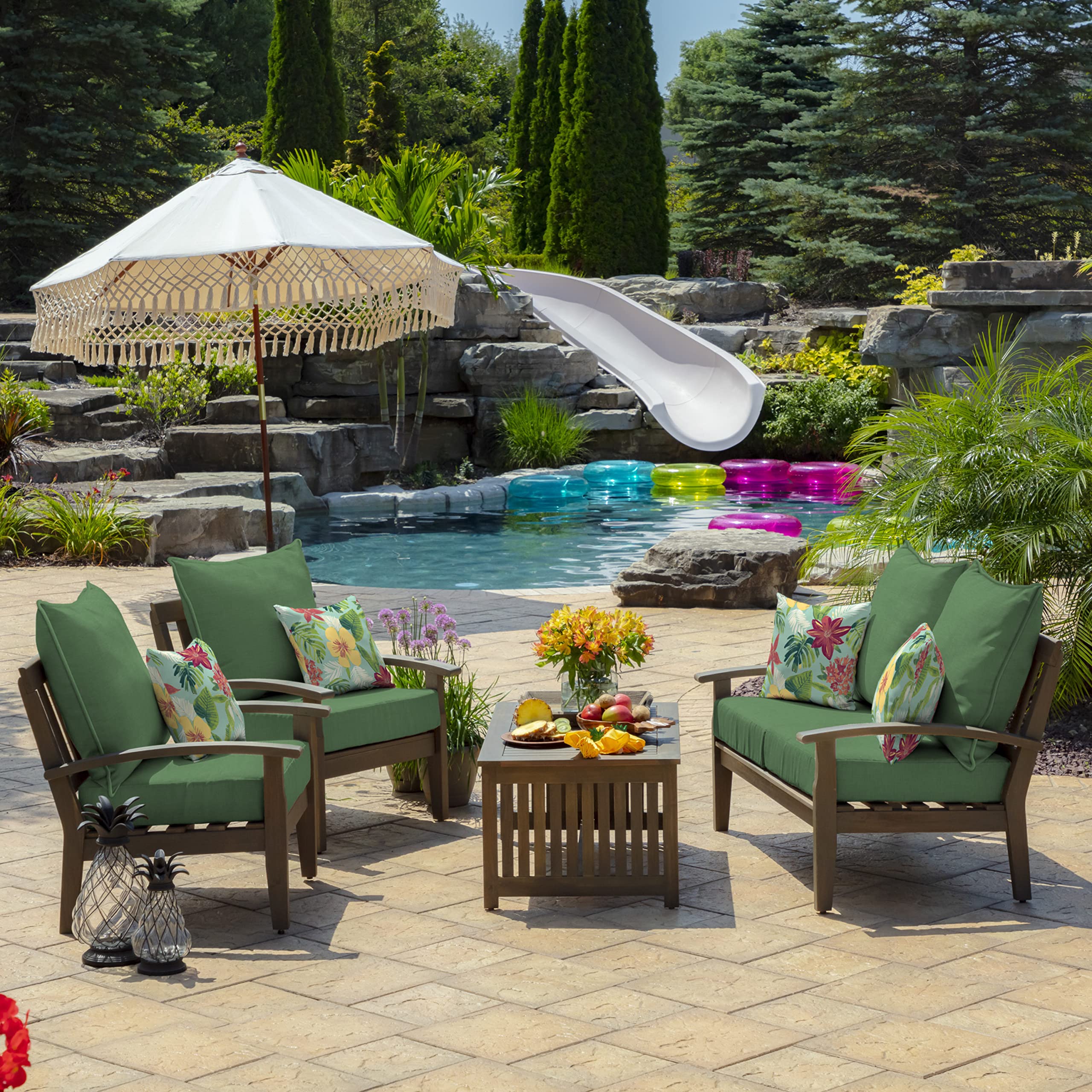 Arden Selections back cushion uses recycled polyfiber for plush support.