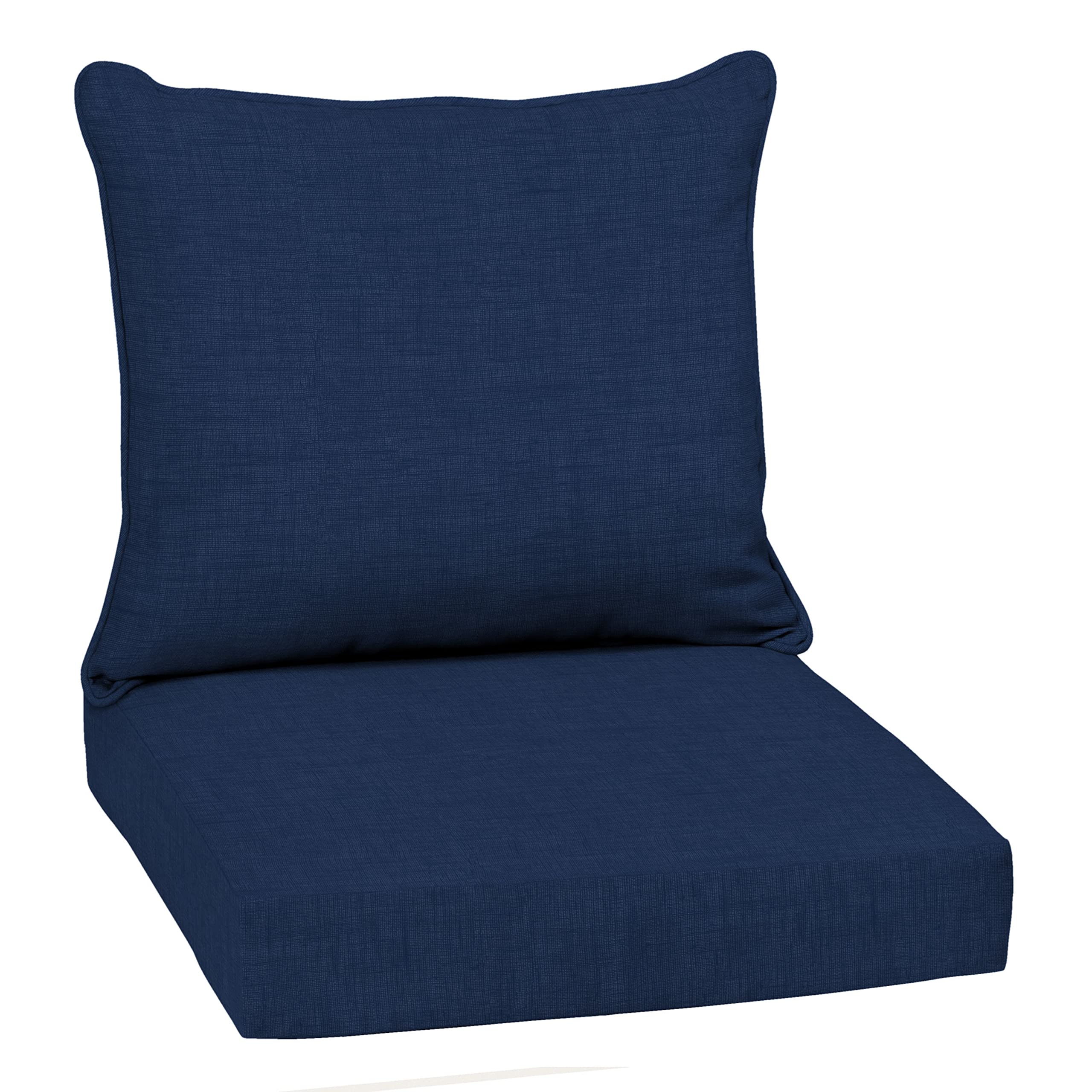 Arden Selections deep-seat cushion set front view in sapphire blue for outdoor use