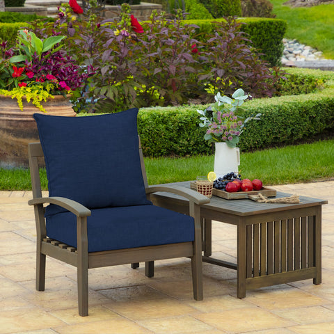Arden Selections cushion side view highlighting durable outdoor fabric for rain-proof performance