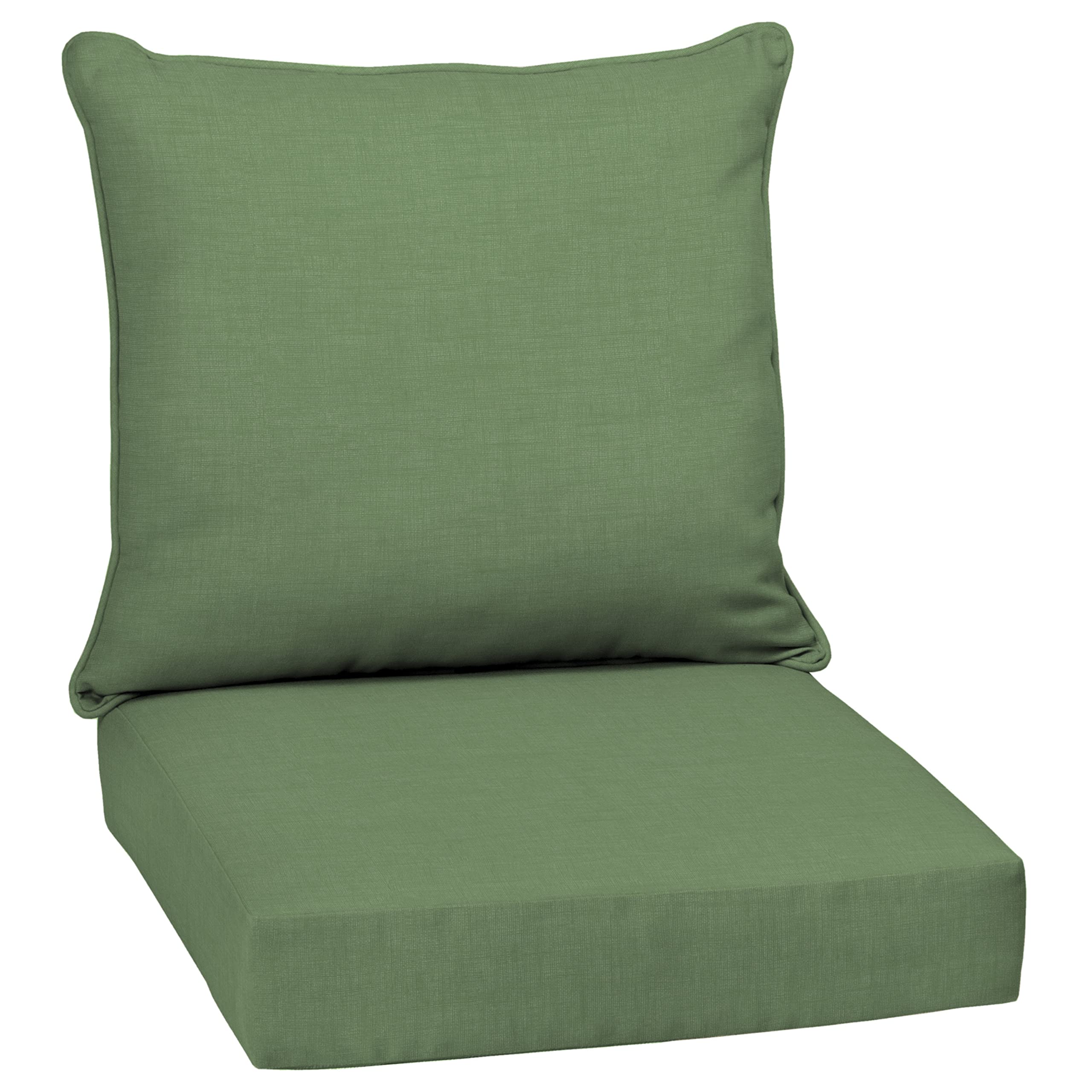 Arden Selections outdoor deep seat cushion set in Bright Moss Green, front view for patio comfort.