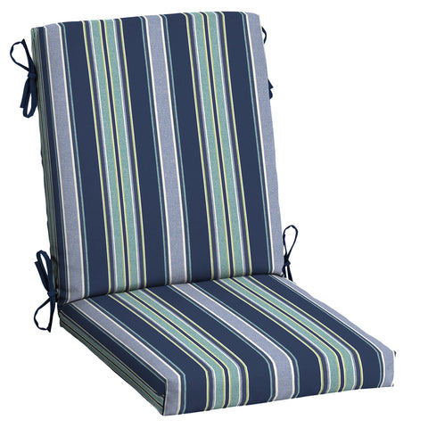 Arden Selections outdoor chair cushion in sapphire aurora blue stripe for comfortable, fade-resistant patio seating