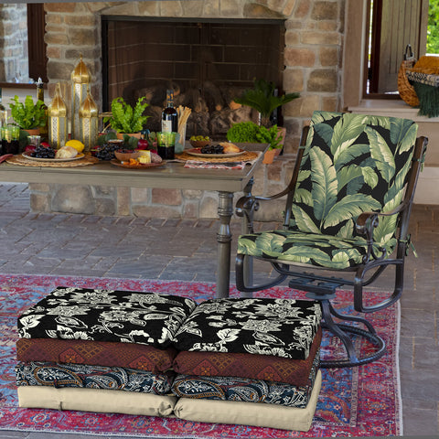 Texture shot highlights partially recycled polyester fill that helps cushion hold shape.