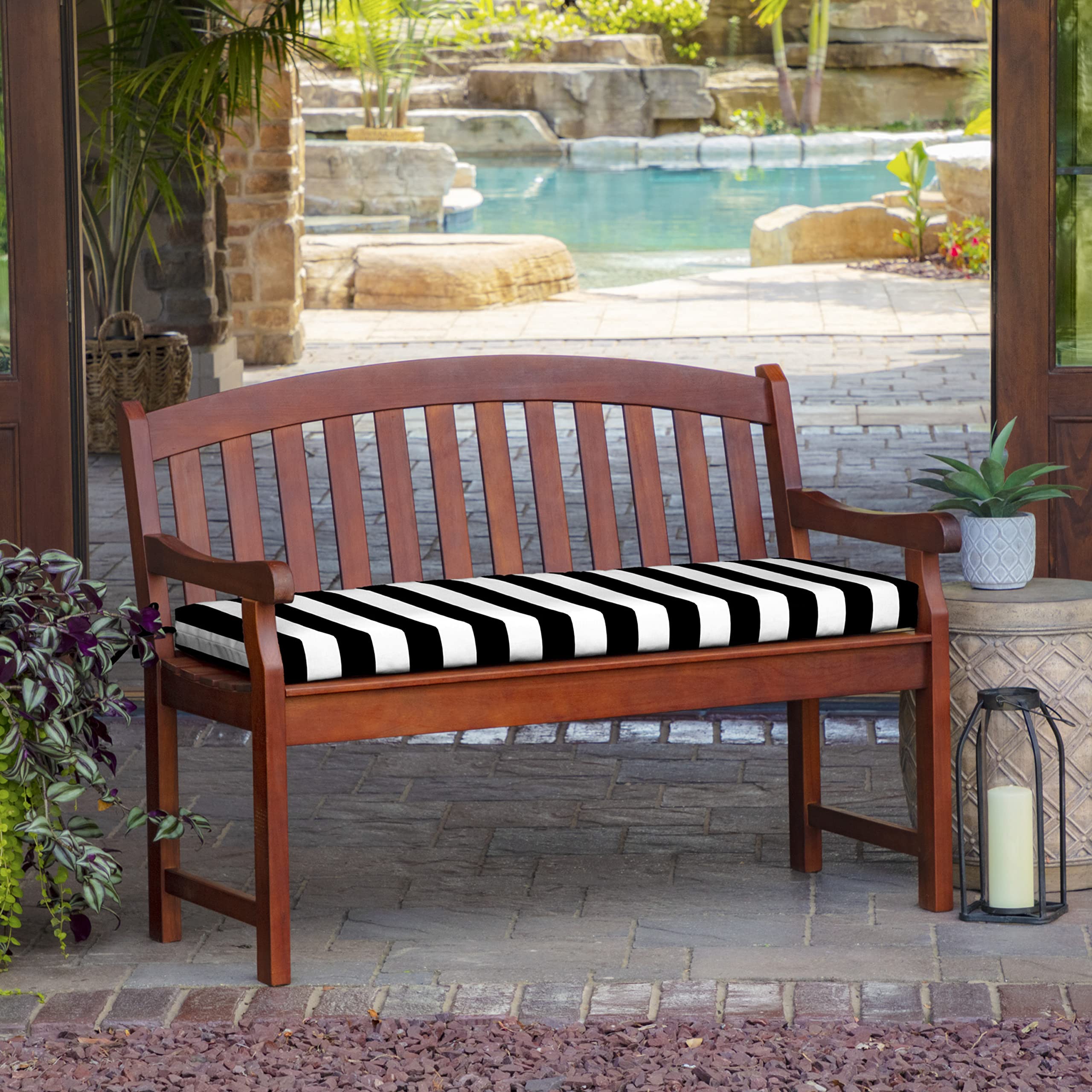 Arden Selections cabana stripe cushion showcases fade-resistant color for sunny patios