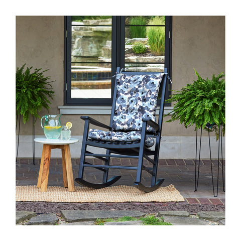 Arden Selections rocking chair back pillow in blue garden floral for plush outdoor support.