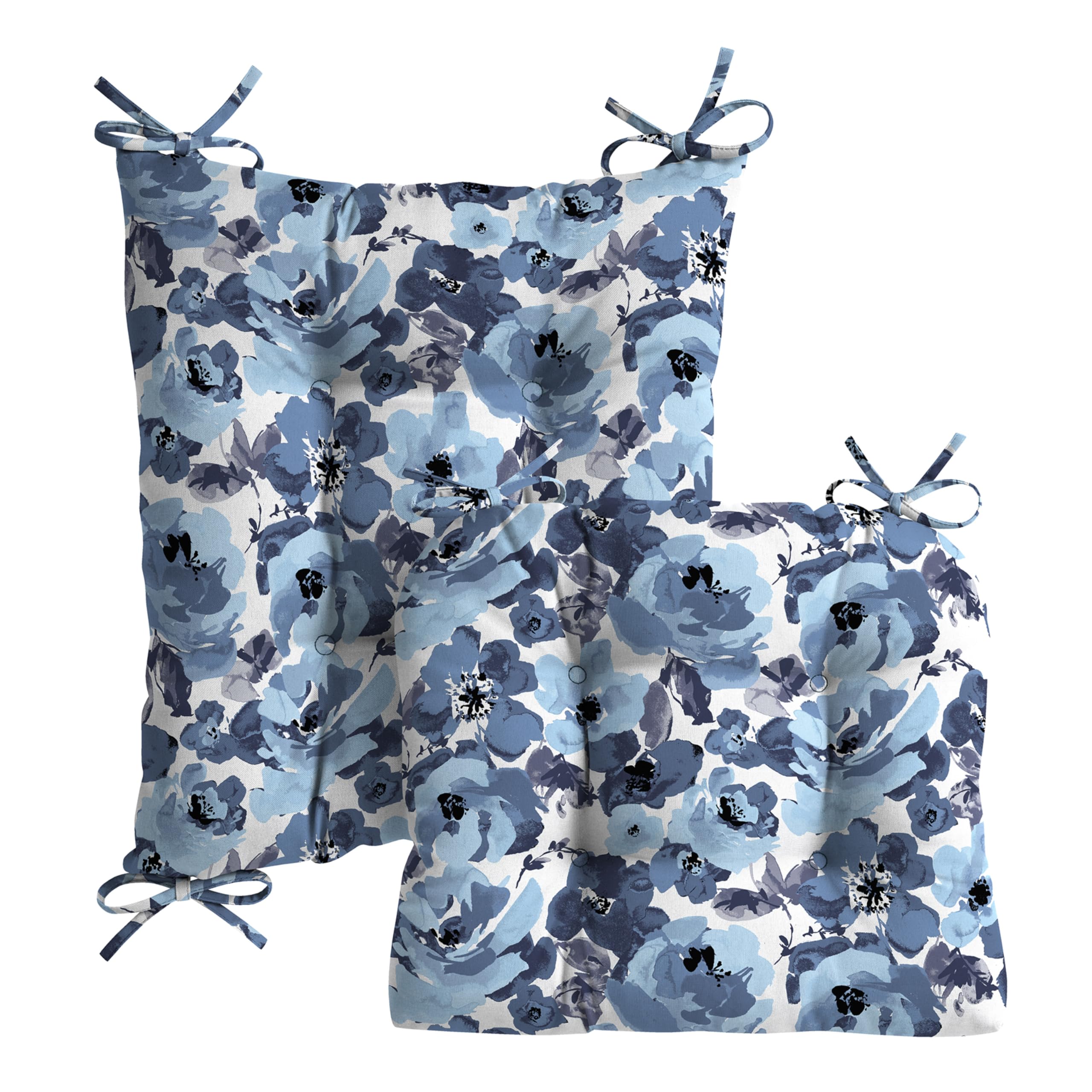 Arden Selections rocking chair seat-bottom cushion in blue garden floral for comfortable seating.