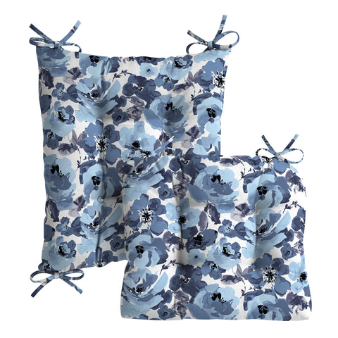 Arden Selections rocking chair seat-bottom cushion in blue garden floral for comfortable seating.