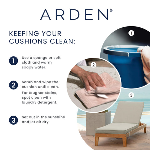 Easy care note for Arden Selections Salome Tropical cushion, clean with mild soap and water.