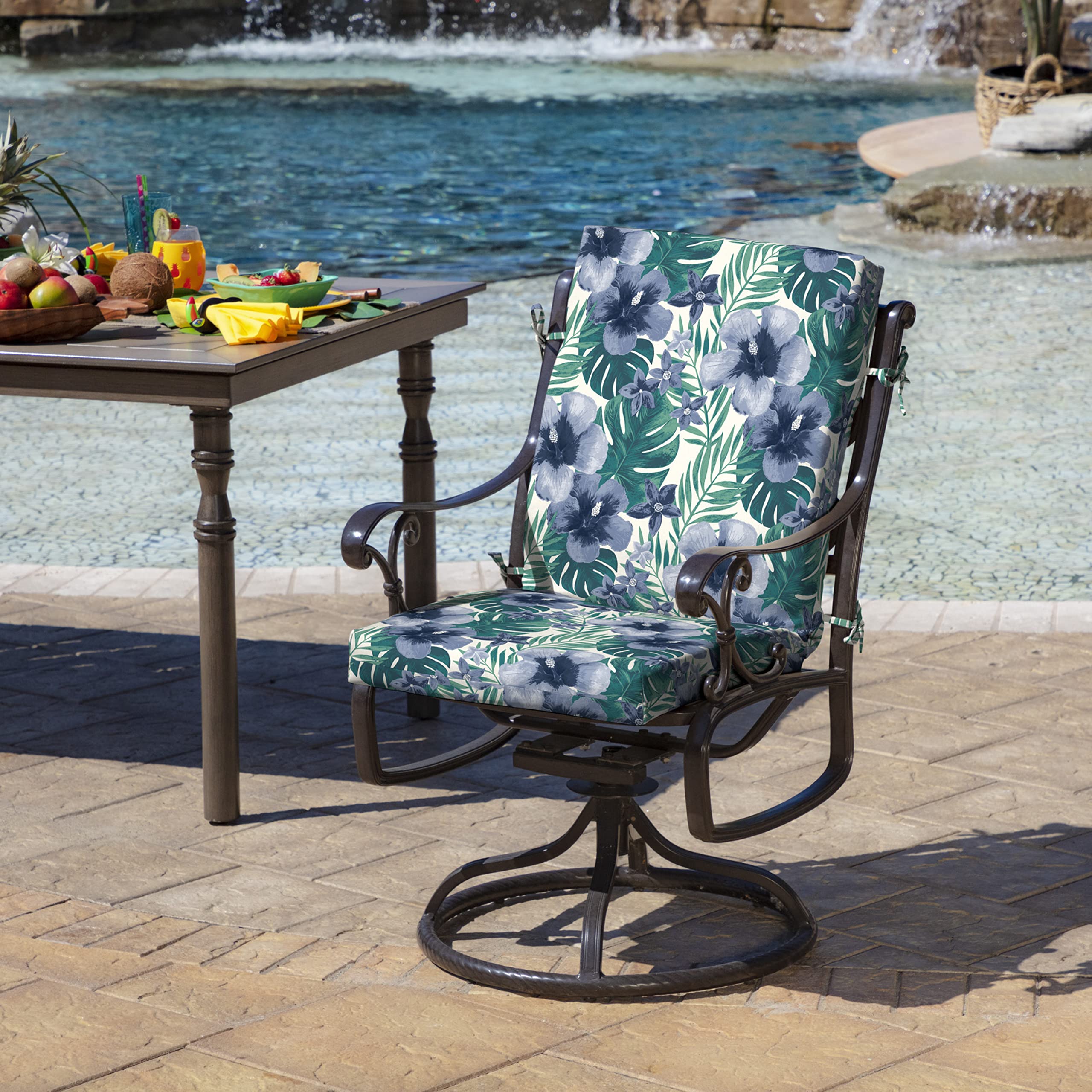 Arden Selections Salome Tropical cushions side view highlighting weather-ready fabric.