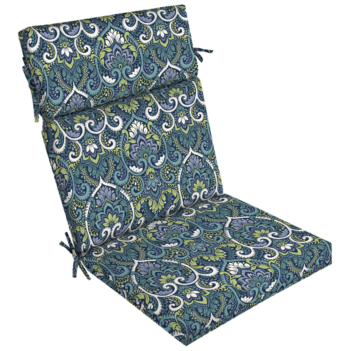 Arden Selections sapphire aurora blue damask cushion front view showing rich color and pattern
