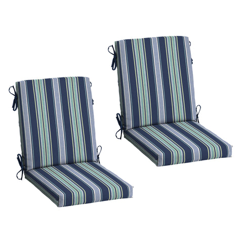 Arden Selections sapphire aurora blue stripe cushion, front view, fade-resistant for outdoor use.
