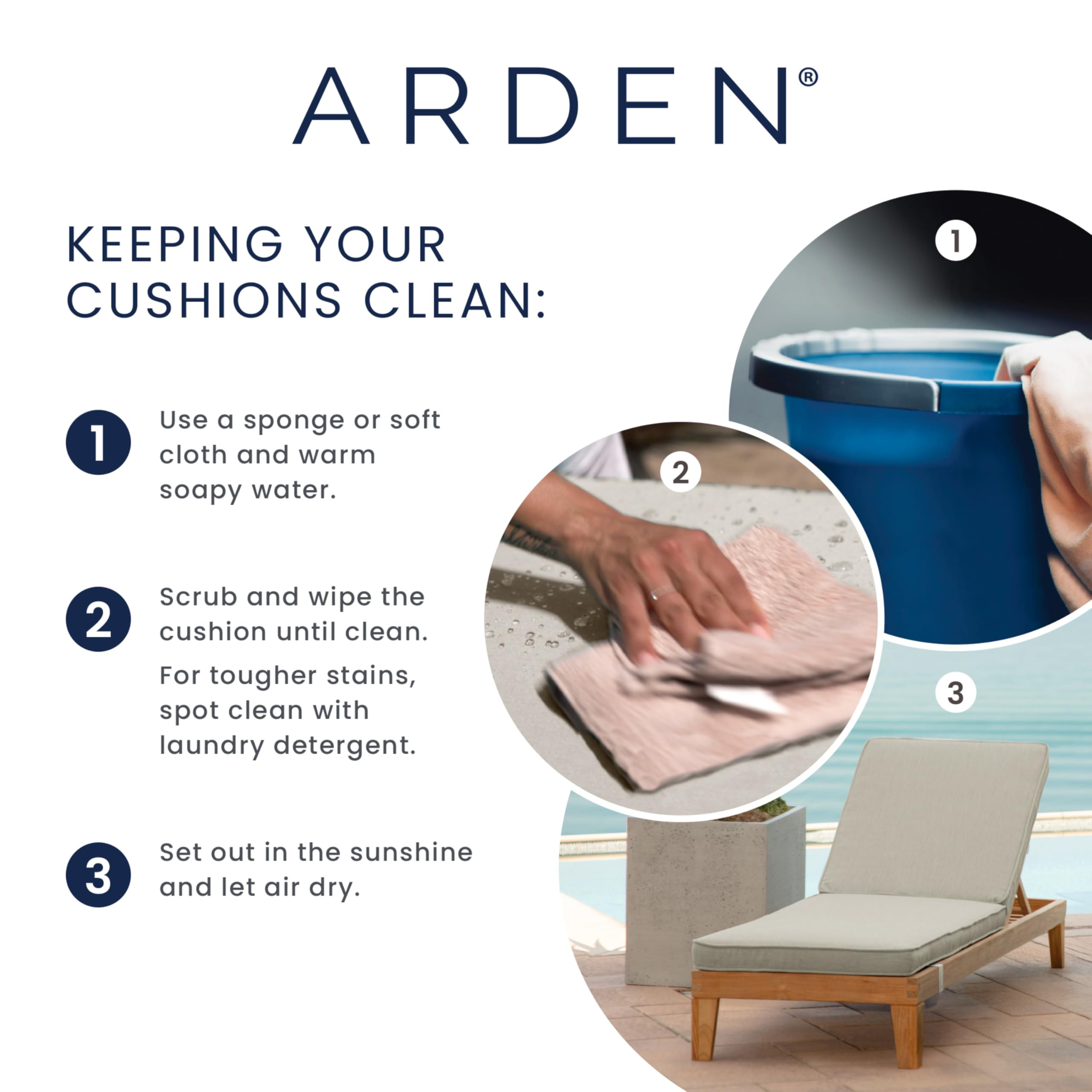 Arden Selections water-repellent C0 finish guards against moisture.