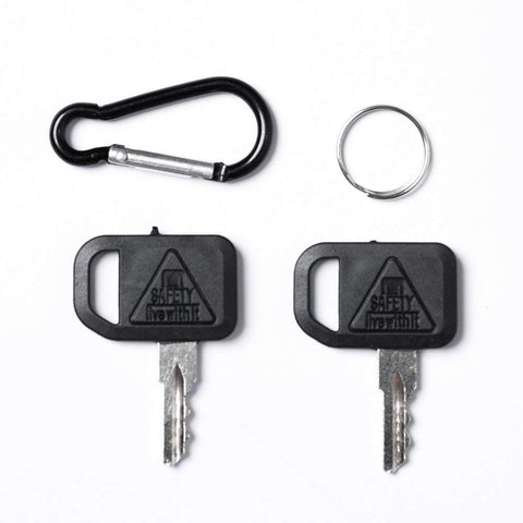 Aree gator ignition keys pair for John Deere and compatible models, ready to replace worn keys.