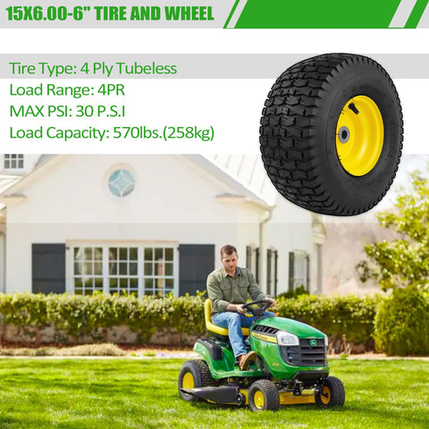 Aremae 6-inch width front tire improves turf contact and traction