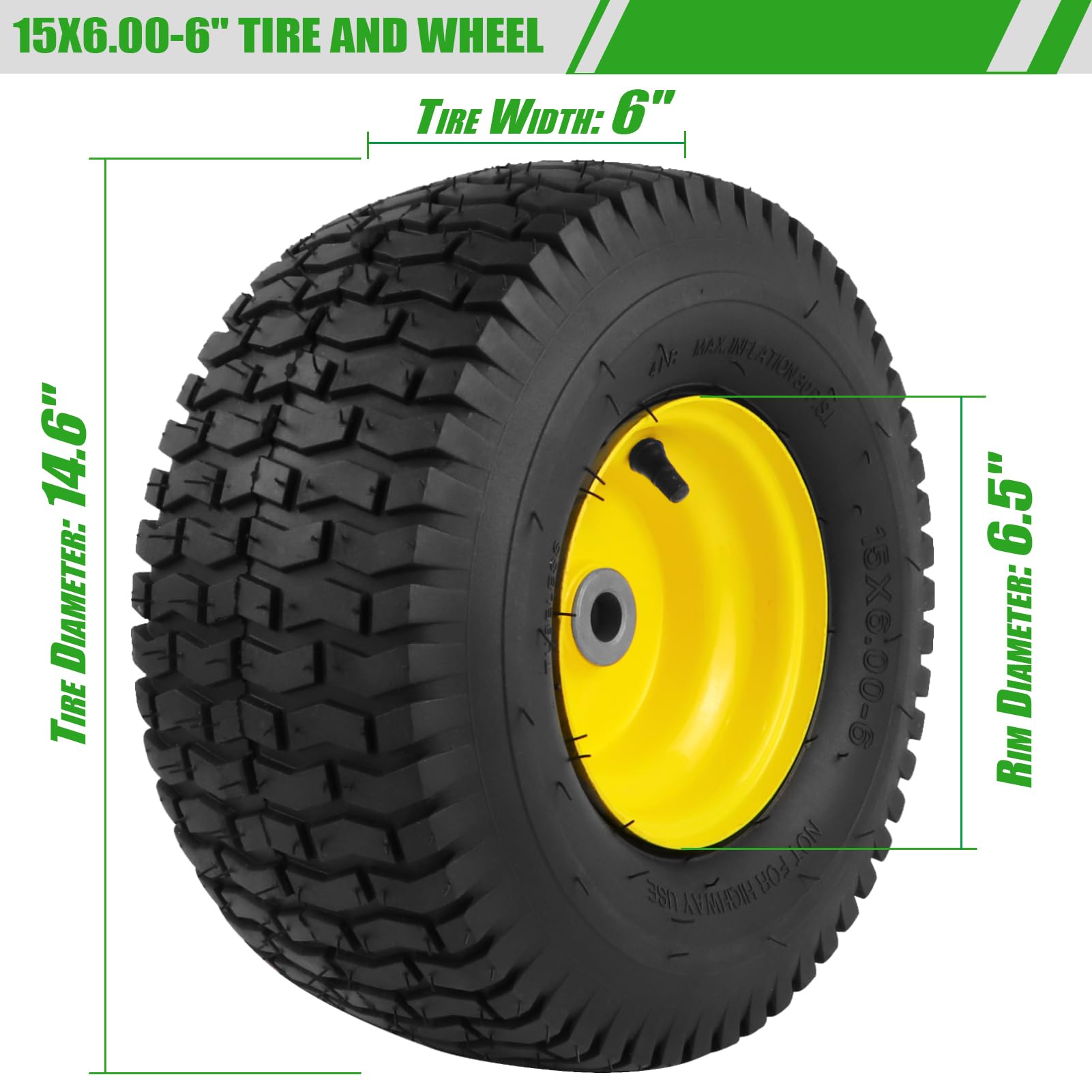 Aremae tubeless 4-ply tires provide puncture resistance for riding mowers