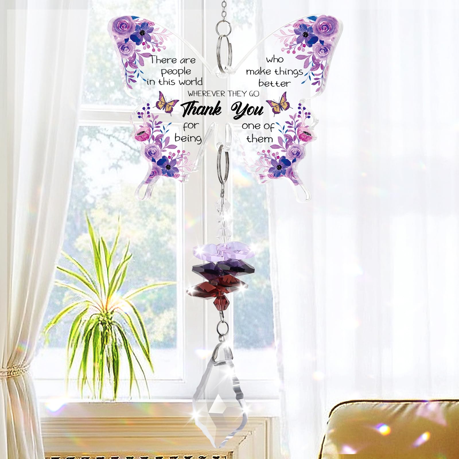 Aremdys teacher appreciation suncatcher butterfly refracts light, adding cheerful color to classroom spaces.