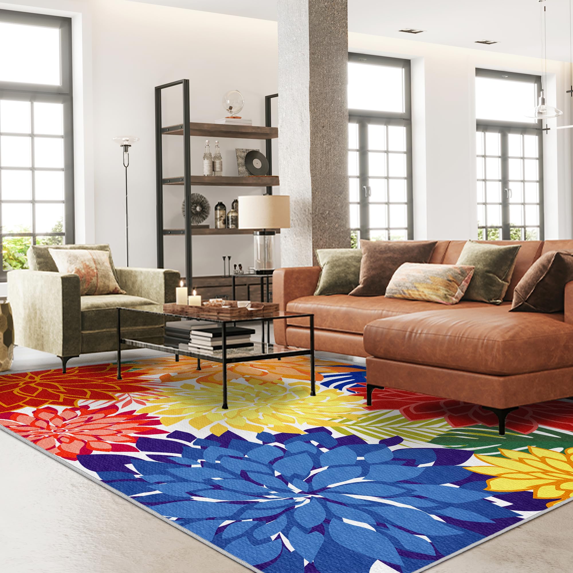Arenarug floral-pattern-closeup highlights the soft chenille texture for cozy outdoor comfort.