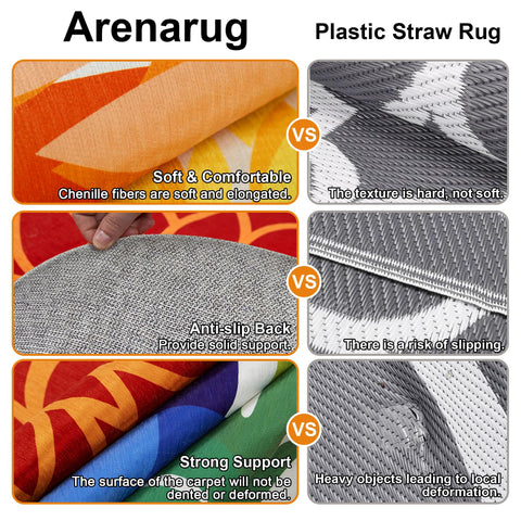 Arenarug non-slip back rug stays put on breezy days.