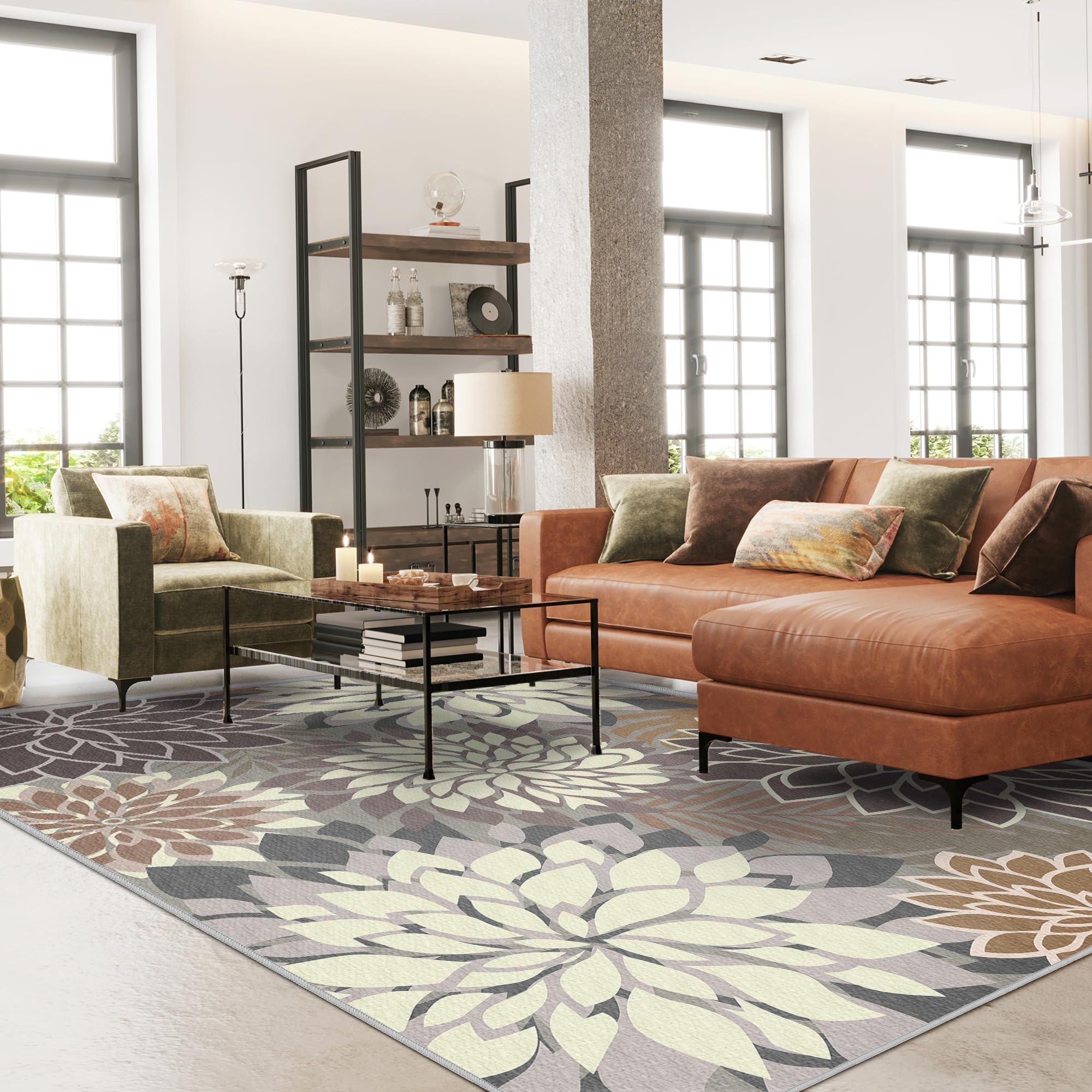 Arenarug tropical floral pattern close up showing bright petals and UV protection