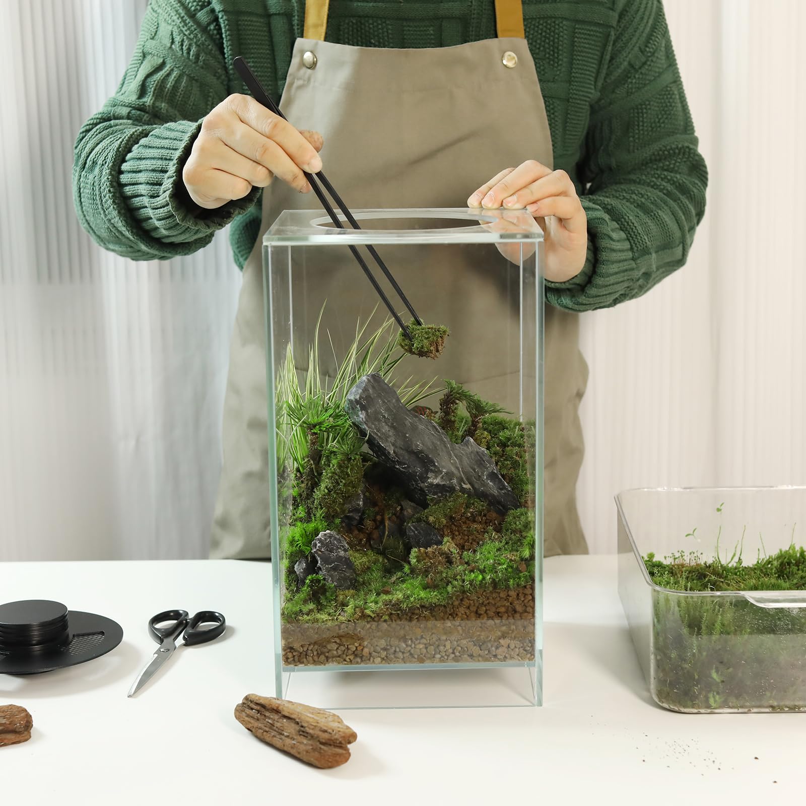AREPK terrarium layout suitable for mini landscapes and fish