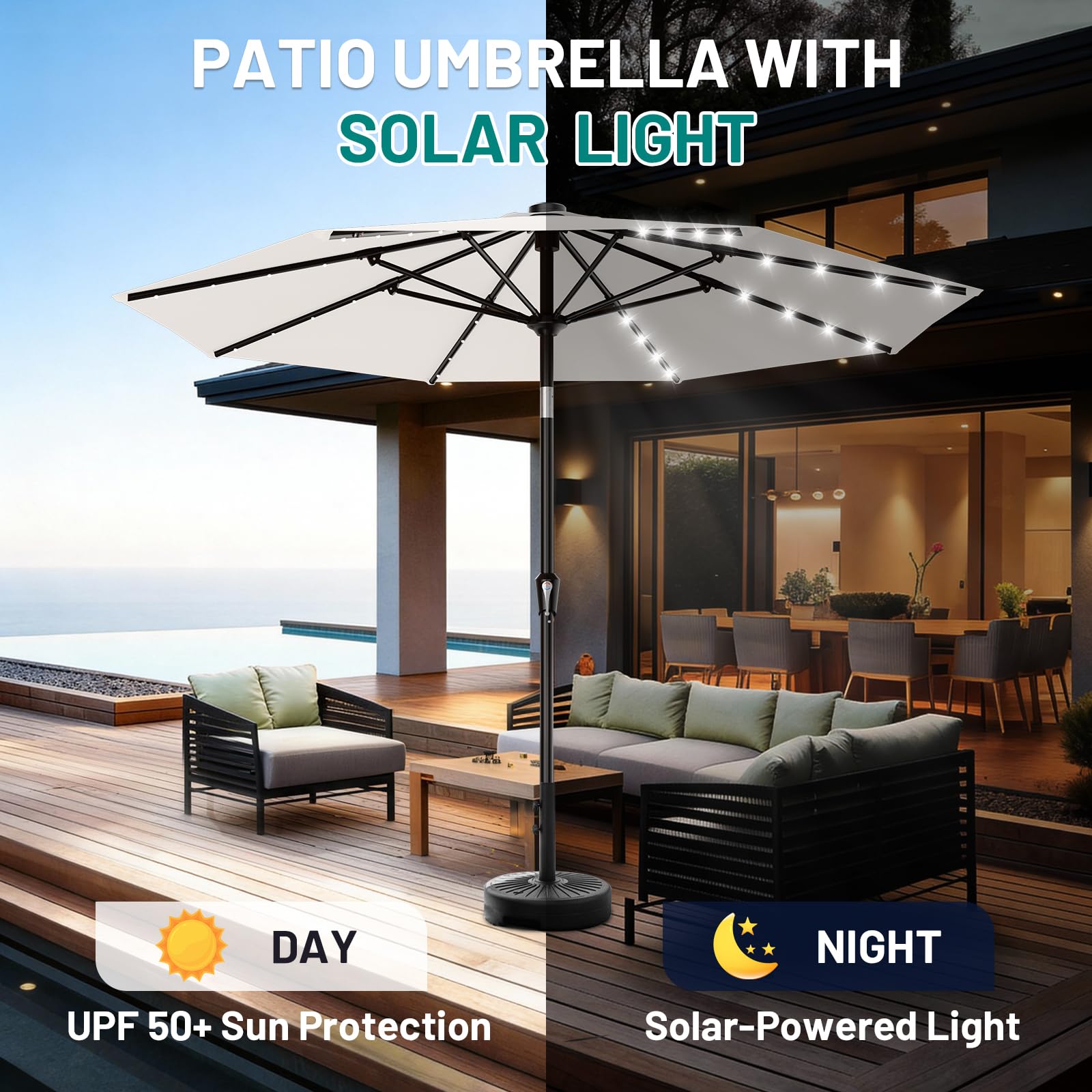 AreShark solar-powered lights create a warm ambiance for nighttime gatherings.