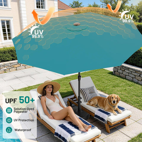 AreShark 8-rib sturdy frame lake blue keeps coverage steady in breeze.