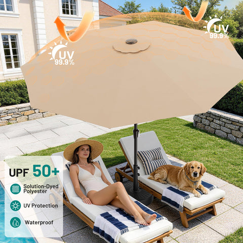 Sturdy eight-rib frame supports reliable shade from AreShark umbrella.