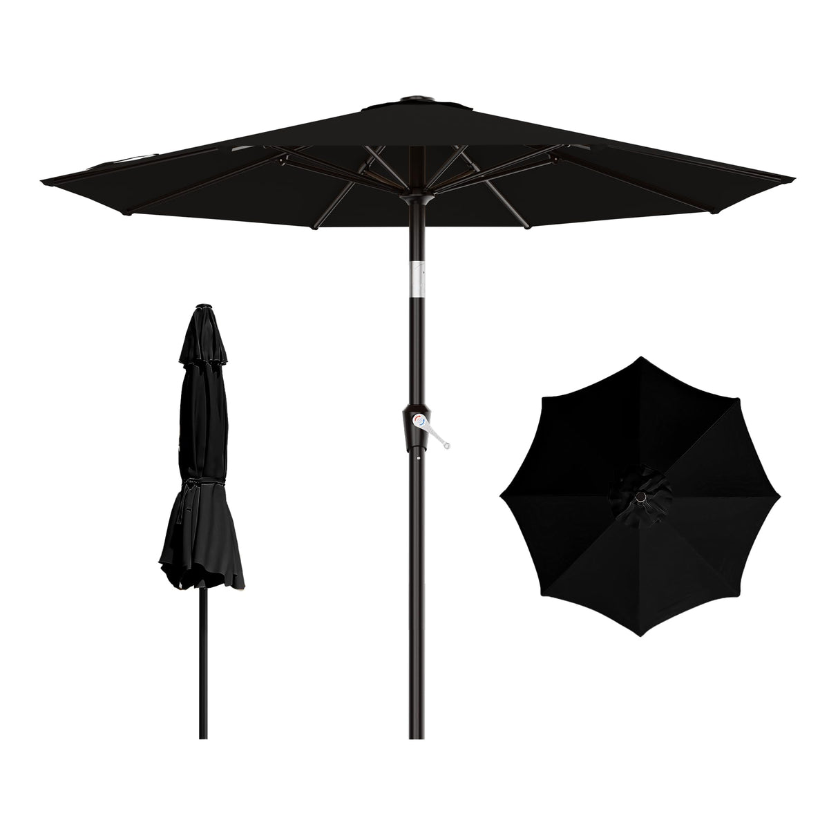 AreShark 9 ft patio umbrella with crank tilt provides quick shade for outdoor dining.