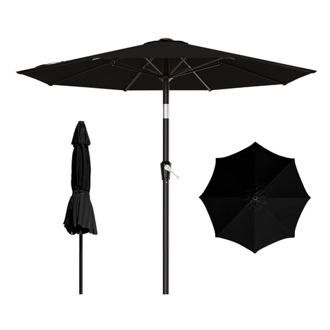 AreShark 9 ft patio umbrella with crank tilt provides quick shade for outdoor dining.