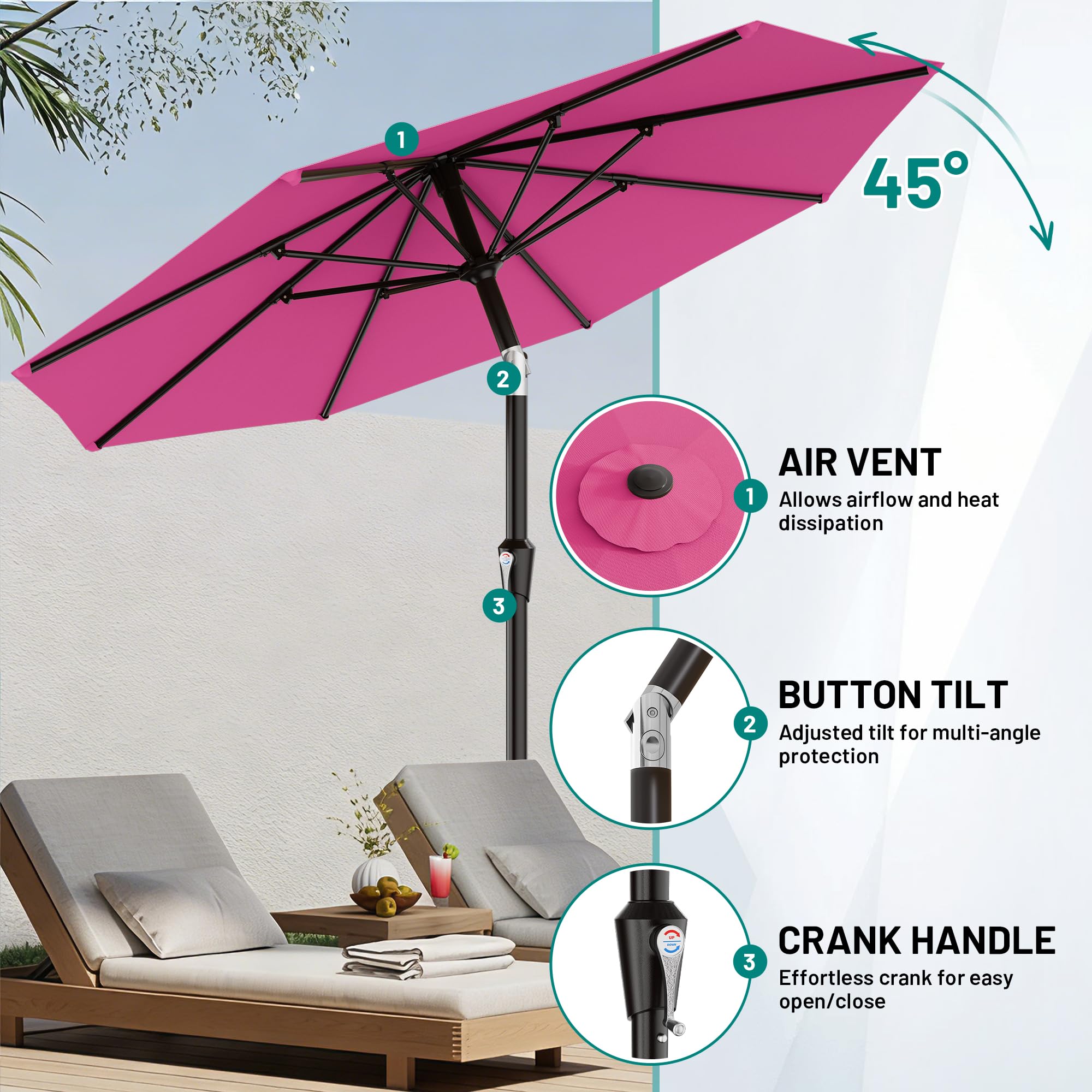 AreShark powder-coated pole resists rust in outdoor settings.