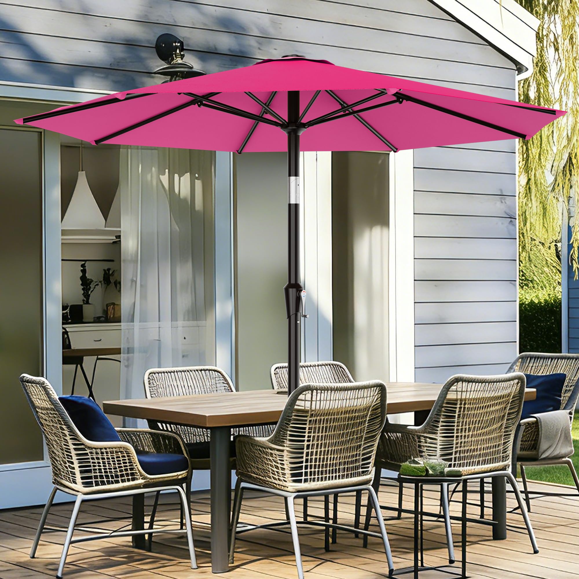 AreShark push-button tilt adjusts shade with ease on the umbrella.
