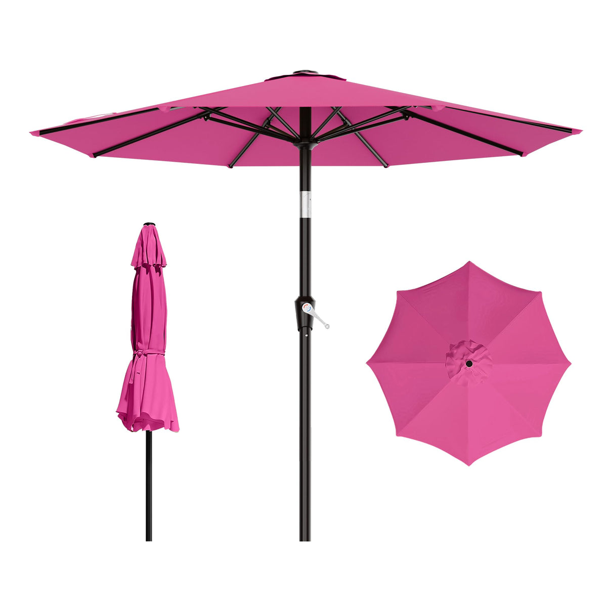 AreShark 9ft patio umbrella shading an outdoor dining area.