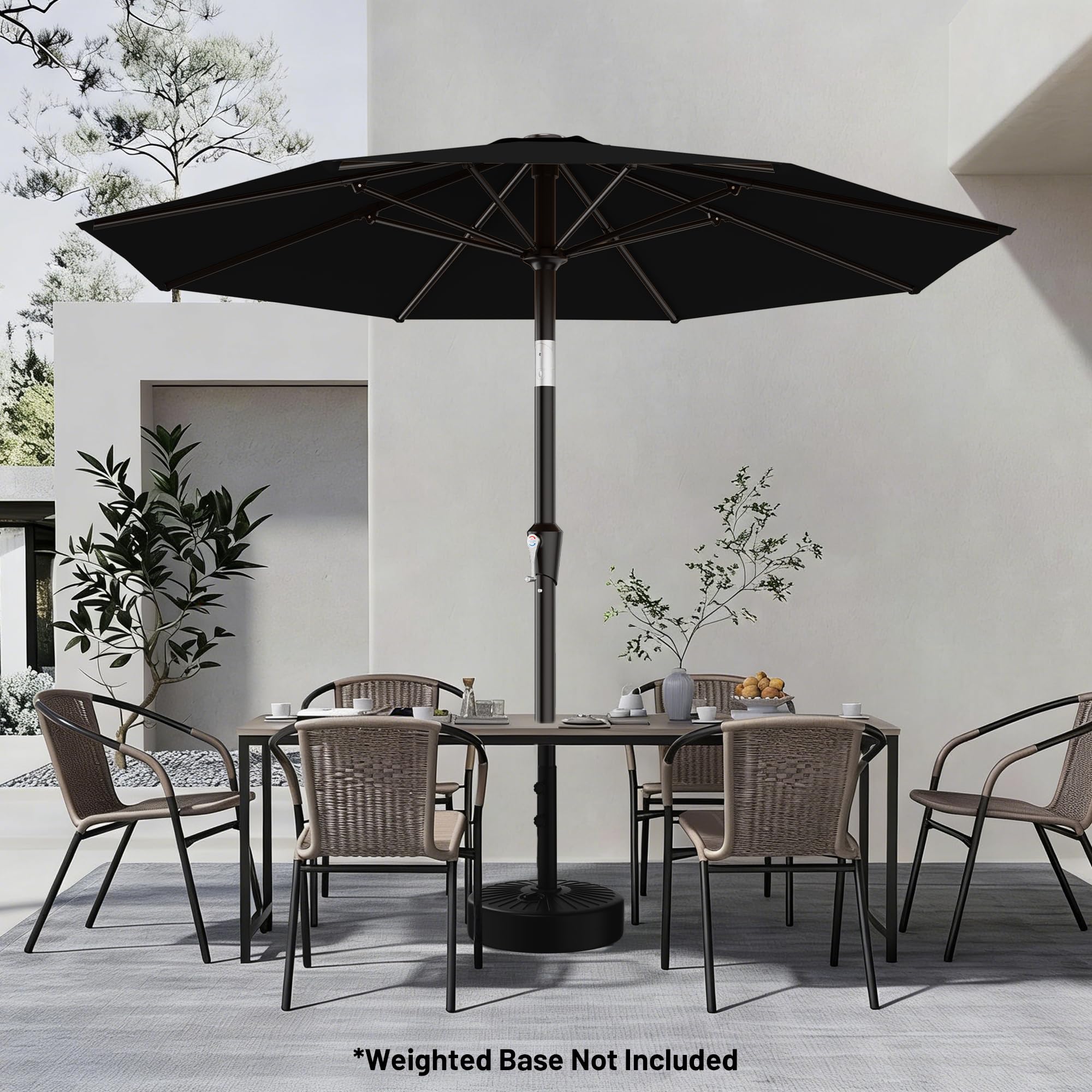 AreShark 9 ft canopy covers a 42-54 inch table with 4-6 chairs.