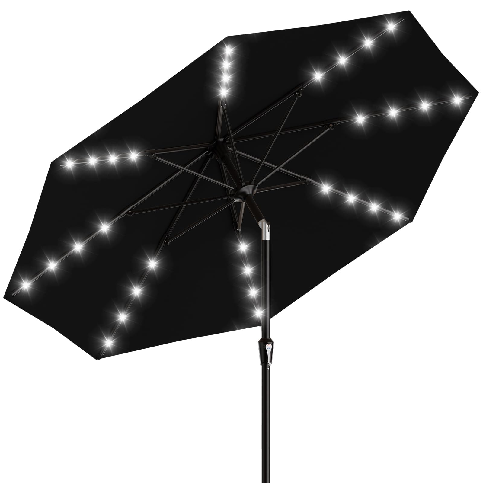 AreShark 9FT patio umbrella with solar-lights provides bright, energy-efficient outdoor lighting for gatherings.