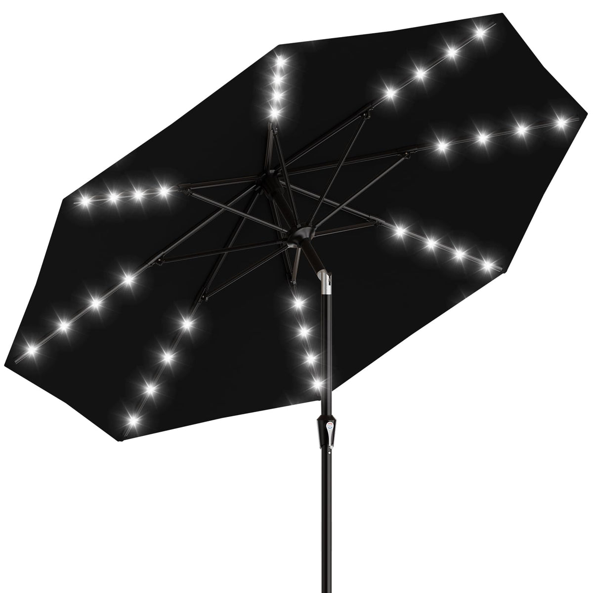 AreShark 9FT patio umbrella with solar-lights provides bright, energy-efficient outdoor lighting for gatherings.
