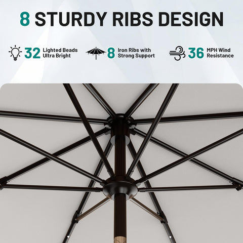 AreShark 8-rib iron construction provides sturdy support against wind.