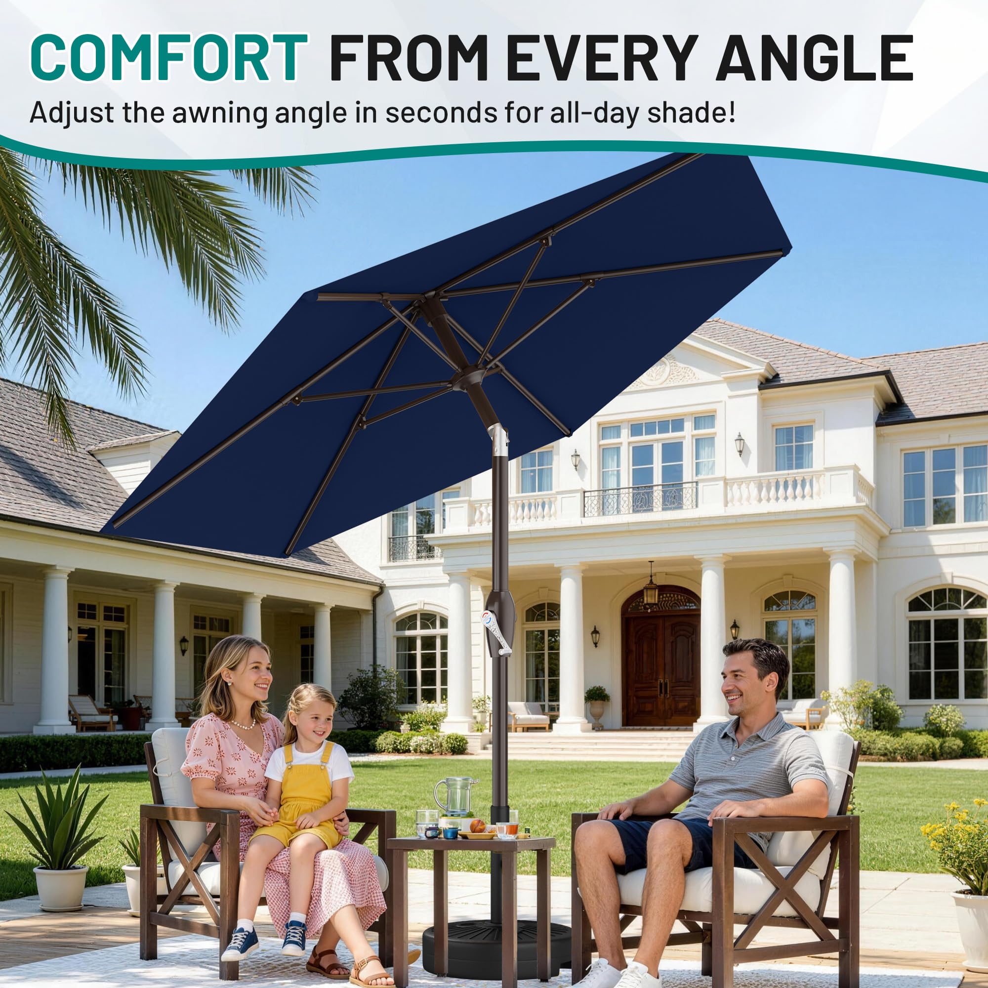 Fade-resistant waterproof fabric keeps color vibrant outdoors.