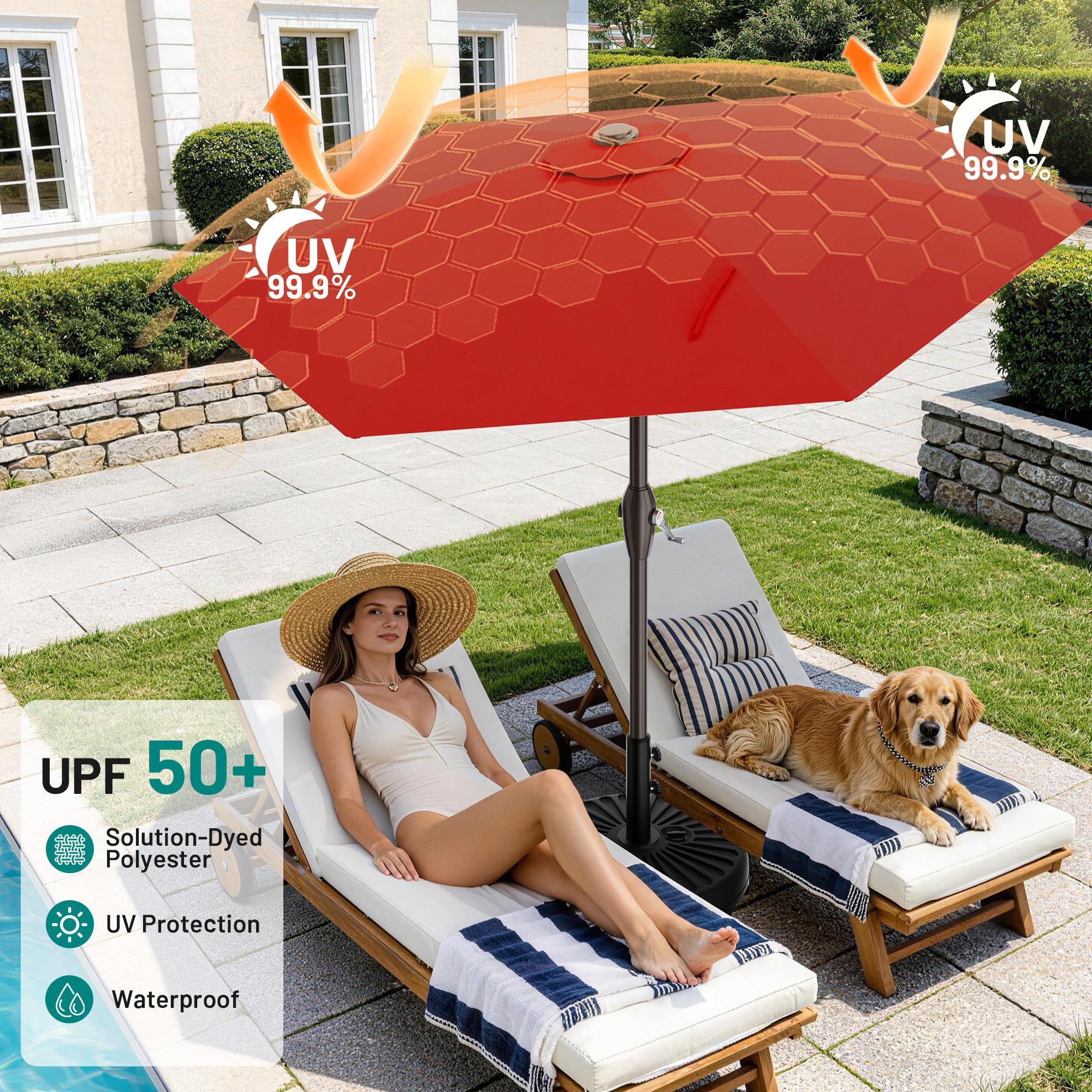 AreShark market-style umbrella suited for garden, deck, or pool