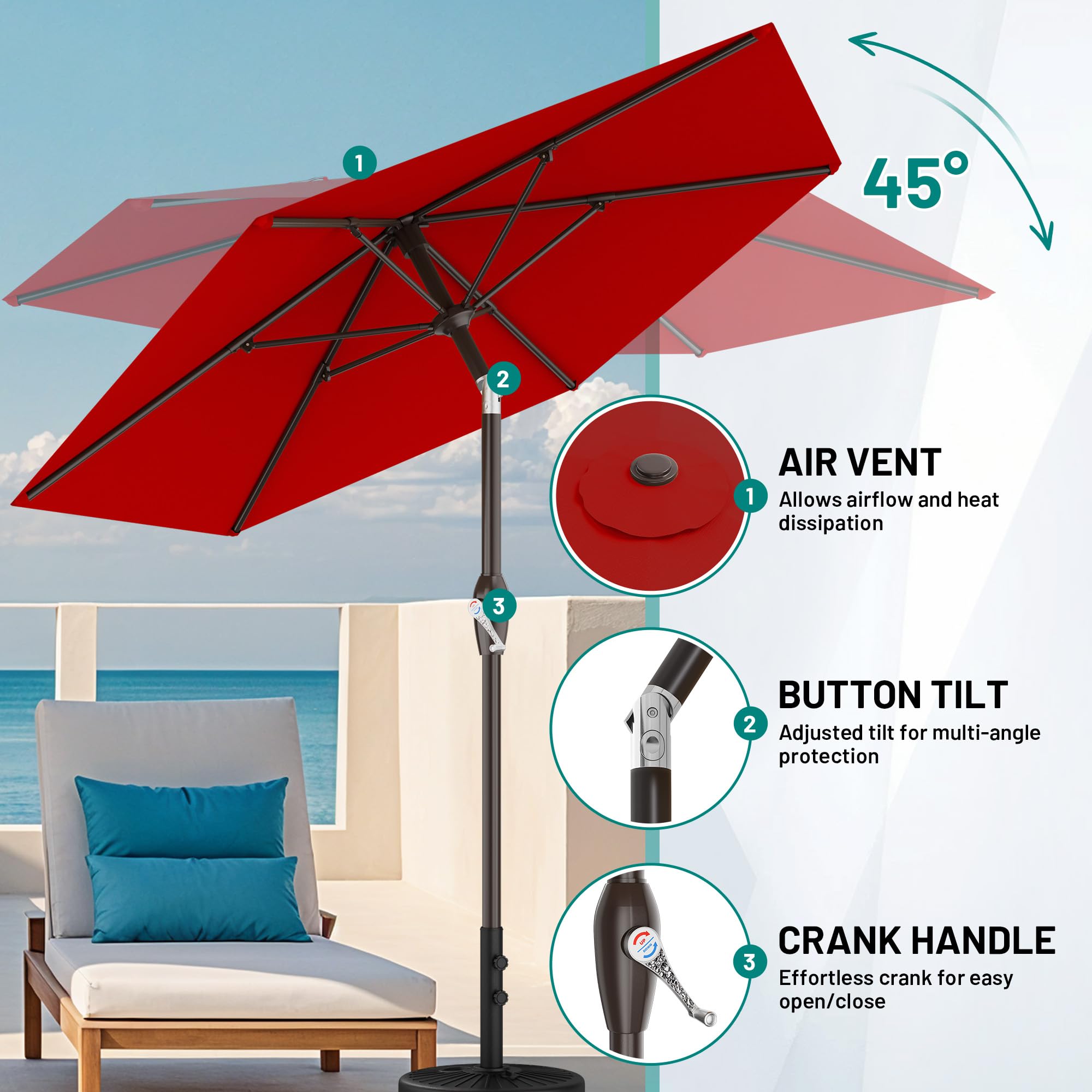AreShark powder-coated iron pole adds durable outdoor resilience