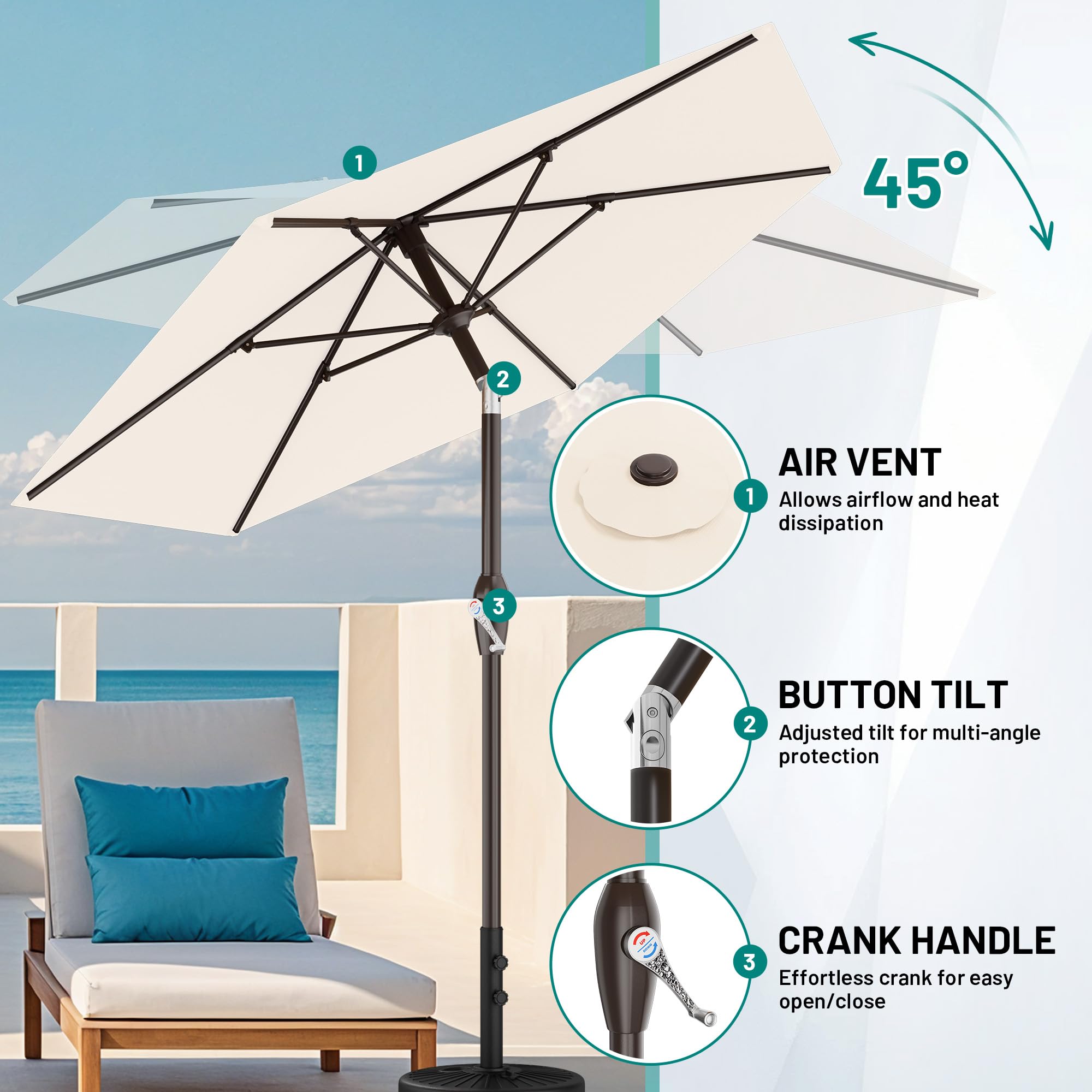 AreShark powder-coated iron pole enhances outdoor durability