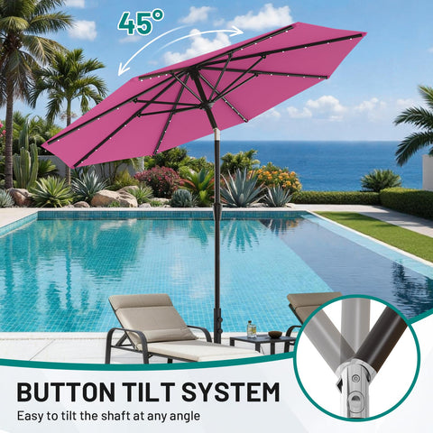 AreShark rose pink solar umbrella brightens decks with ambient performance.