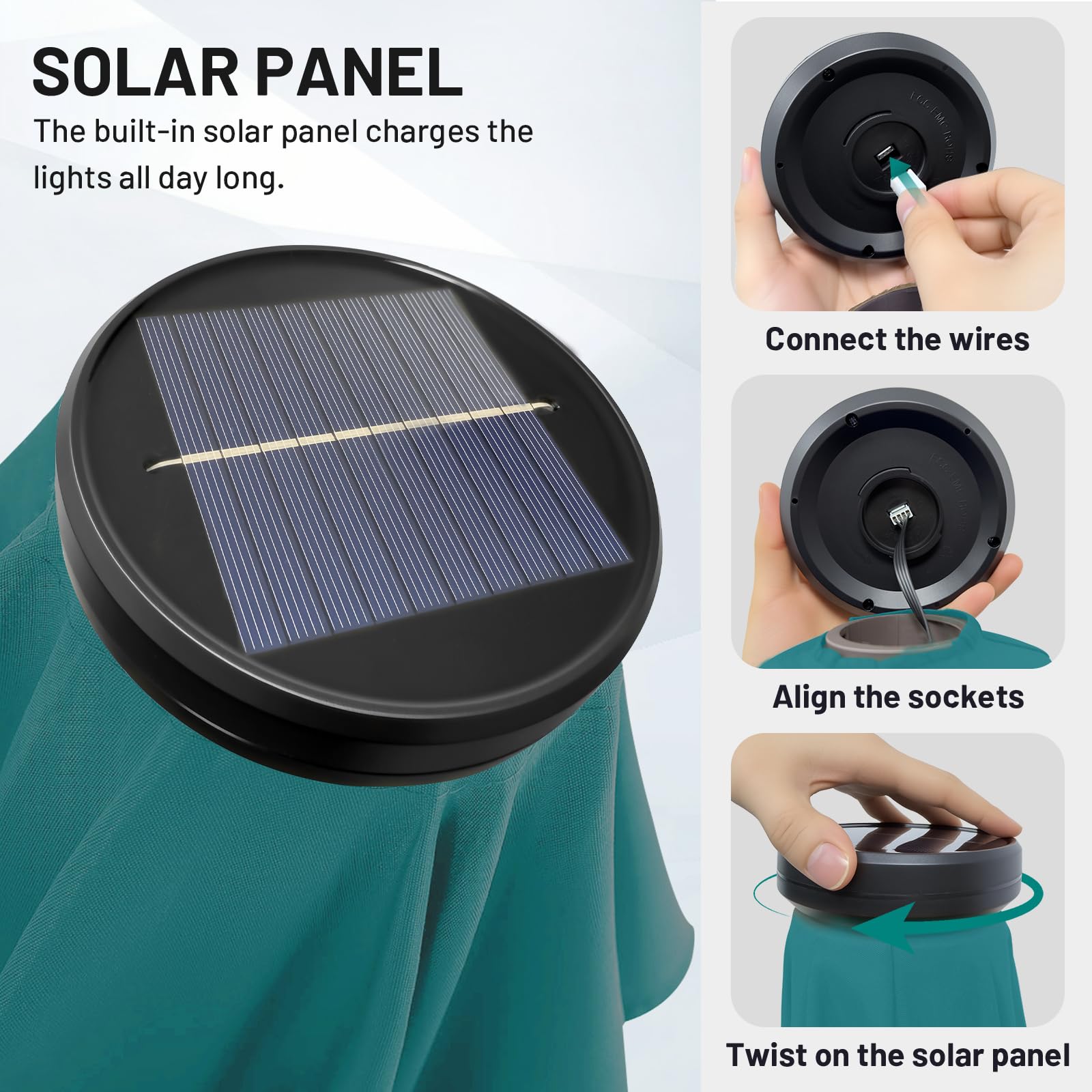 AreShark foam-box solar panel sits atop canopy for convenient charging.