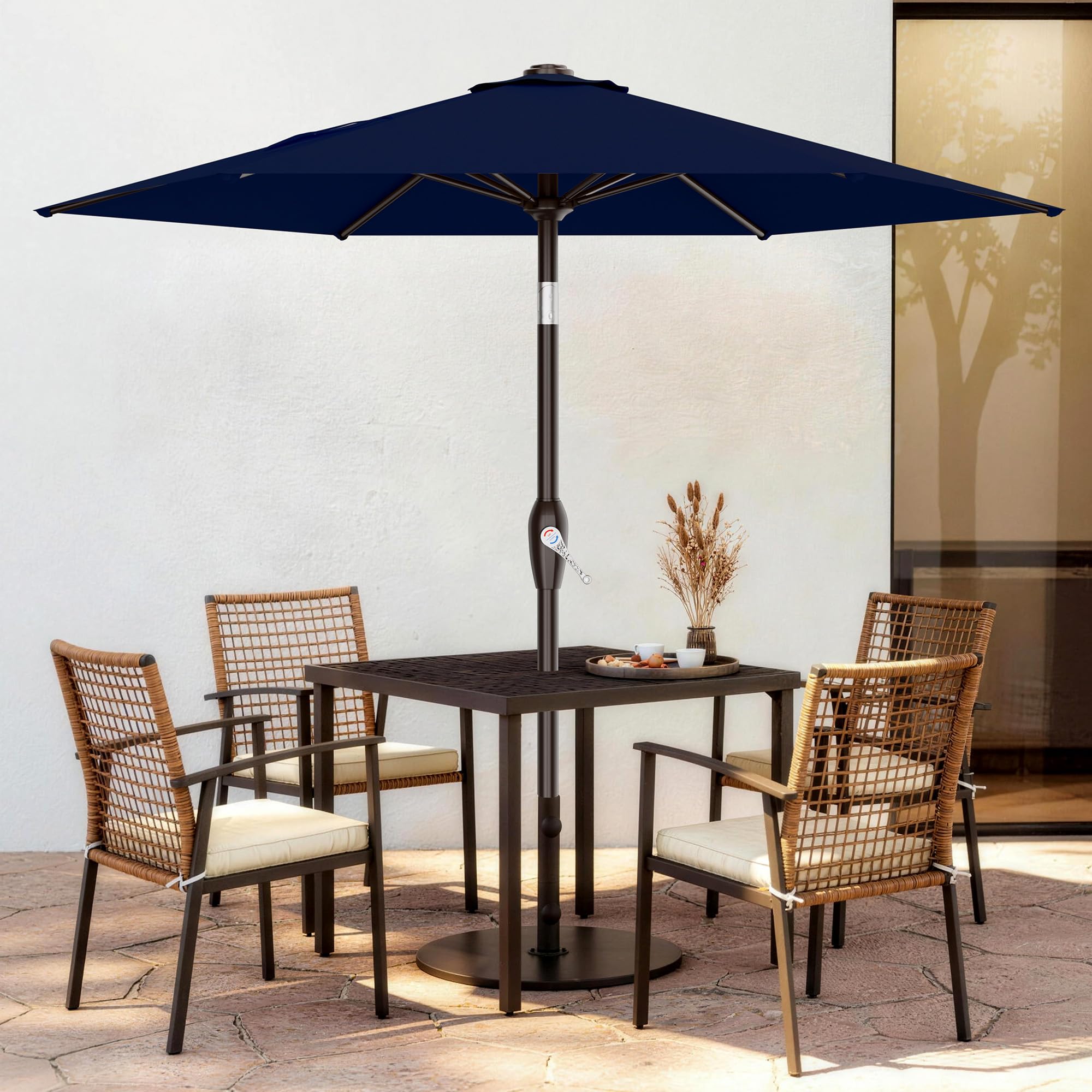 AreShark table umbrella with crank tilt for easy height and angle.