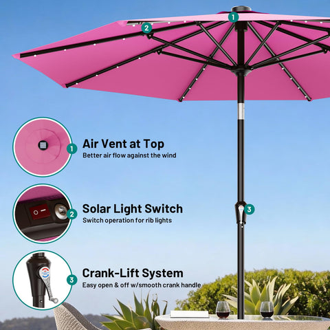 AreShark tilt-crank umbrella enables flexible shading from sun to shade.