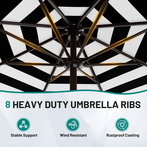AreShark 8-rib iron pole umbrella provides sturdy outdoor support.