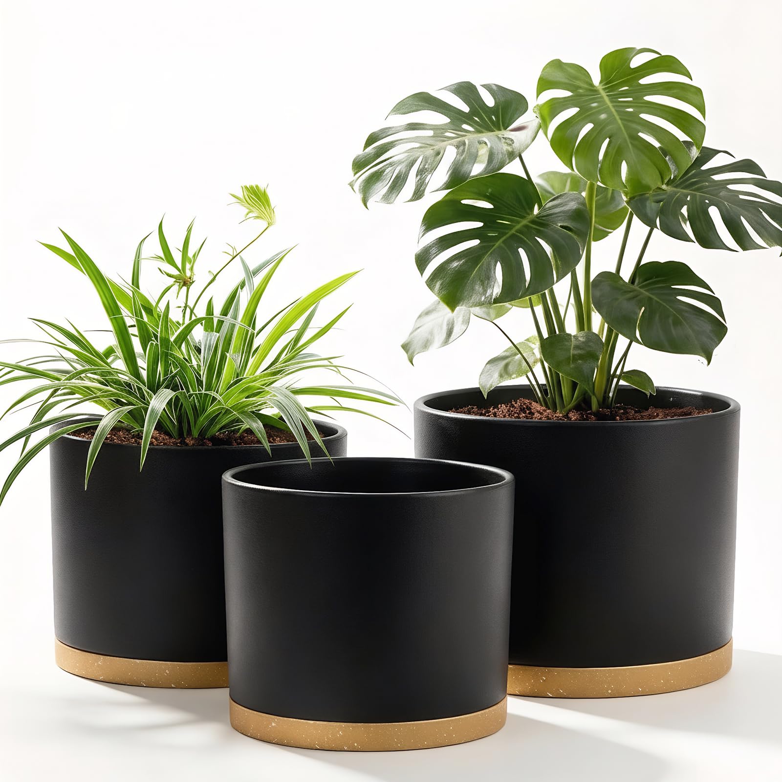 Areutxbis 10-inch plant pot with drainage holes for healthy roots